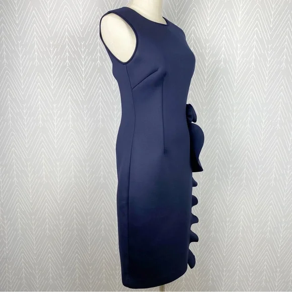 NERO by Jatin Varma Navy Blue Scuba Ruffle Cocktail Dress. - Picture 10 of 13
